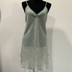 NWOT! Mint Green and Pink Floral Sheer Chemise By Jones NY Size Large